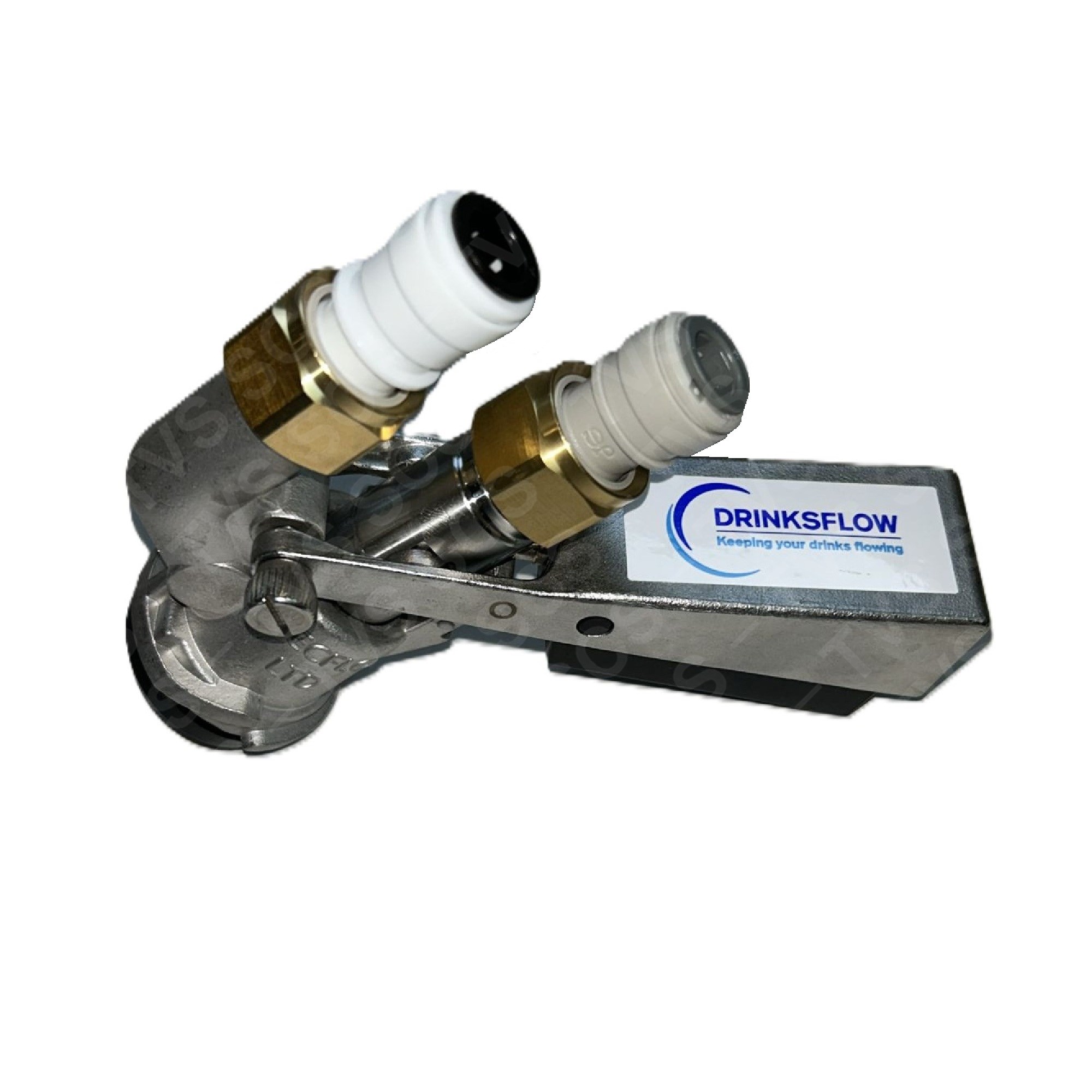 Drinksflow S Type keg coupler with JG fittings